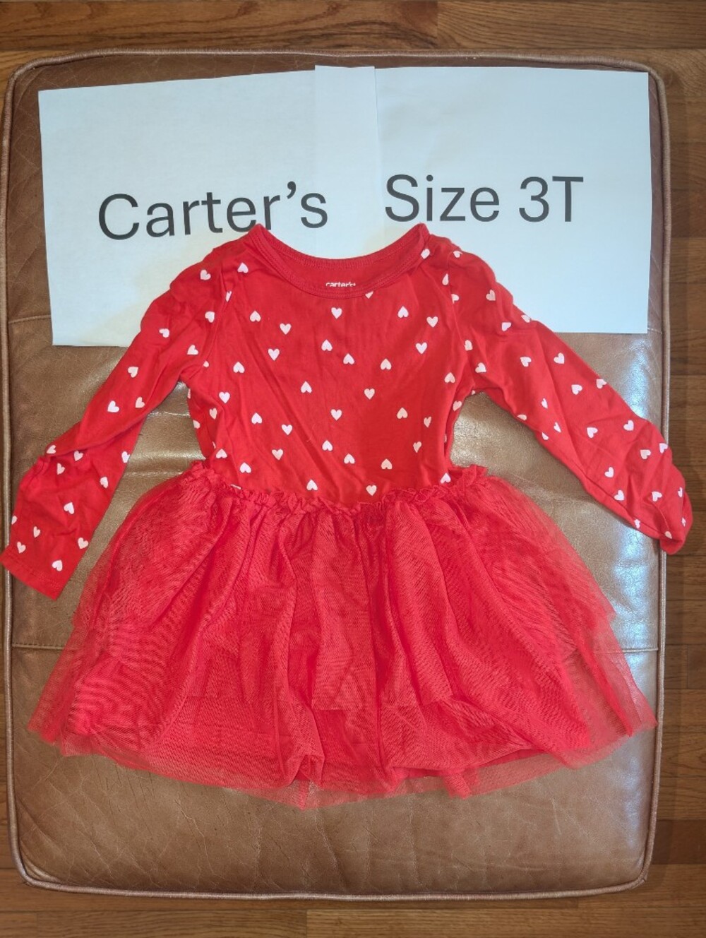 3T Carter's Valentine Heart Red Layered Tutu Dress